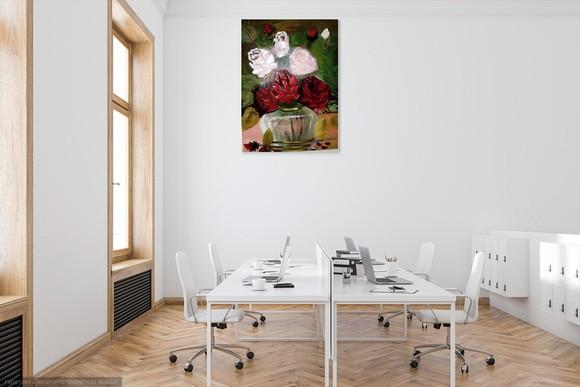 Quadros Rosas Brancas e Vermelho Presente de Natal