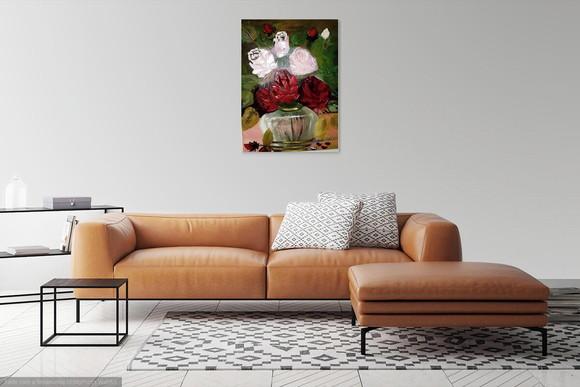 Quadros Rosas Brancas e Vermelho Presente de Natal