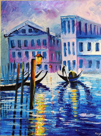 Uquadro Paisagem Gôndolas Veneza Itália Presente de Natal