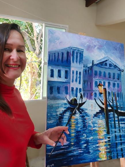 Uquadro Paisagem Gôndolas Veneza Itália Presente de Natal