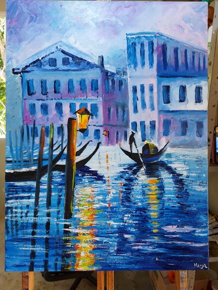 Uquadro Paisagem Gôndolas Veneza Itália Presente de Natal