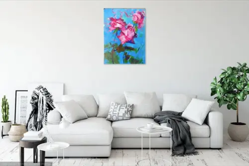 8quadros Decorativos Pintura em Tela Floral Rosas Vermelhas