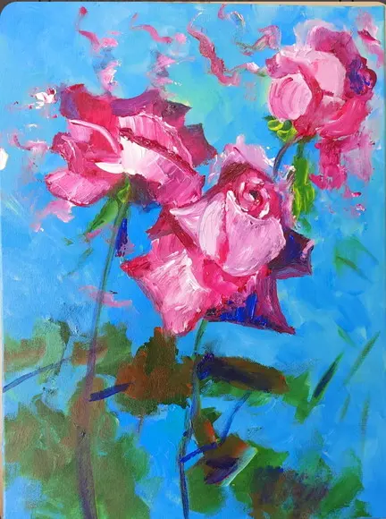 8quadros Decorativos Pintura em Tela Floral Rosas Vermelhas