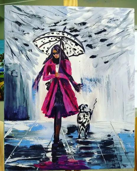 Kit Quadros Pintura em Tela Mulher com Pets Dogs Cães