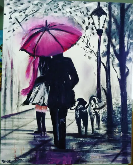 Kit Quadros Pintura em Tela Mulher com Pets Dogs Cães