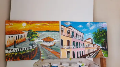 Par de Quadros Decorativos Casario São Luís Maranhão