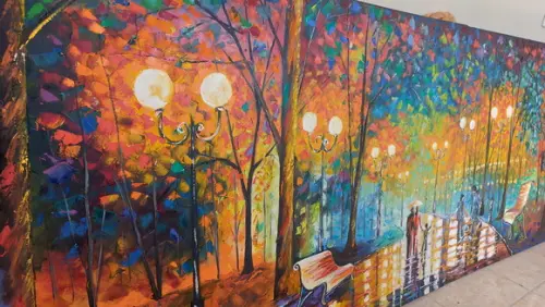 Par de Quadros Decorativos Paisagem Pintura em Tela Família