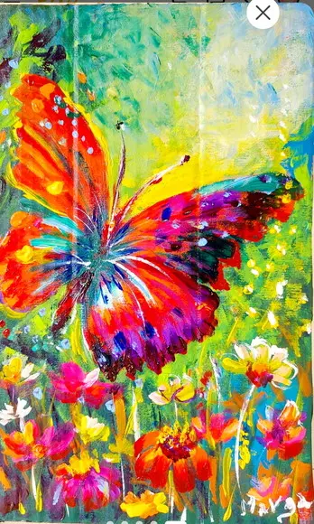 Quadro Abstrato Moderno Borboleta Colorida Presente de Natal