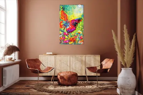 Quadro Abstrato Moderno Borboleta Colorida Presente de Natal
