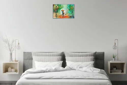 Quadro Abstrato Moderno Casal com Cão Presente de Natal
