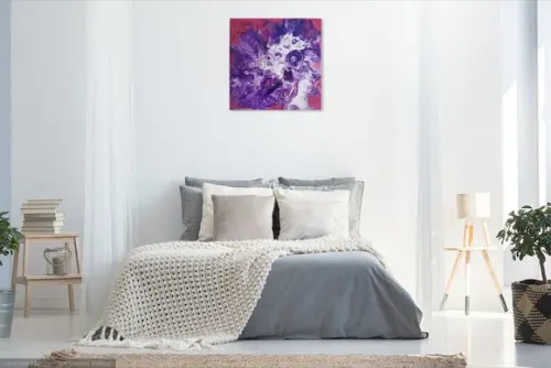 Quadro Abstrato Moderno Fluído Lilás Presente de Natal