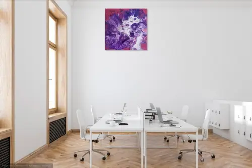Quadro Abstrato Moderno Fluído Lilás Presente de Natal