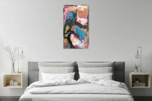 Quadro Abstrato Moderno Multicor para Sala Presente de Natal