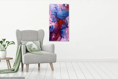 Quadro Abstrato Moderno Pouring Red And Rose Black Friday