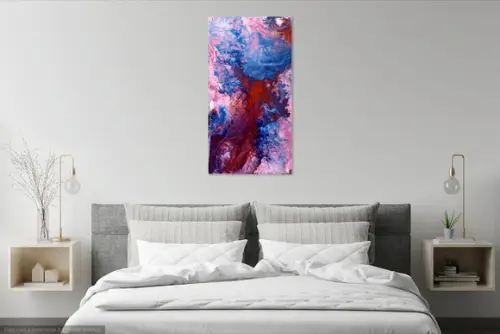 Quadro Abstrato Moderno Pouring Red And Rose Black Friday