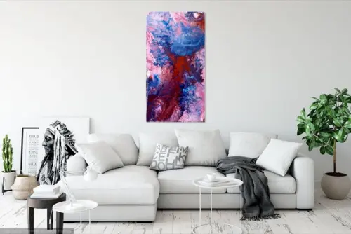 Quadro Abstrato Moderno Pouring Red And Rose Black Friday