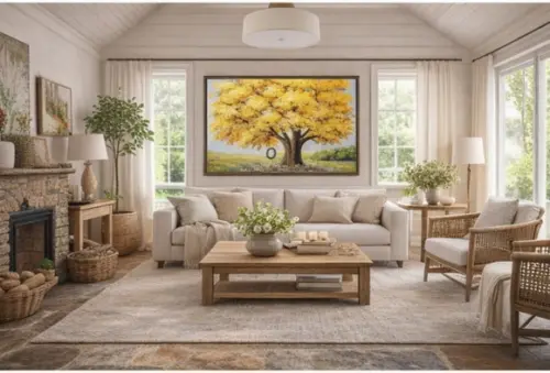 Quadro Crianças Brincando Ipê Amarelo Presente de Natal