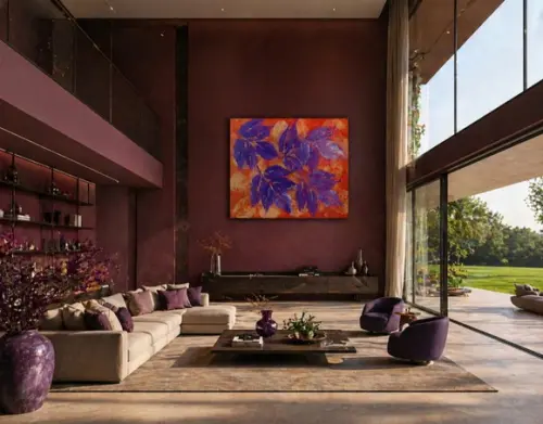 Quadro Decorativo Abstrato Moderno Folhas Presente de Natal