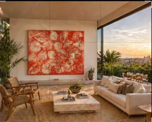 Quadro Decorativo Abstrato Moderno Folhas Presente de Natal
