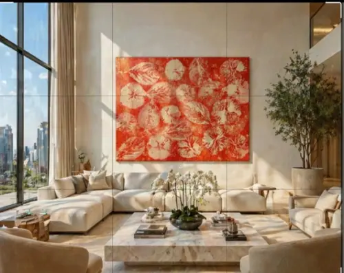 Quadro Decorativo Abstrato Moderno Folhas Presente de Natal