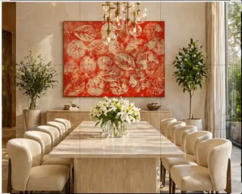 Quadro Decorativo Abstrato Moderno Folhas Presente de Natal