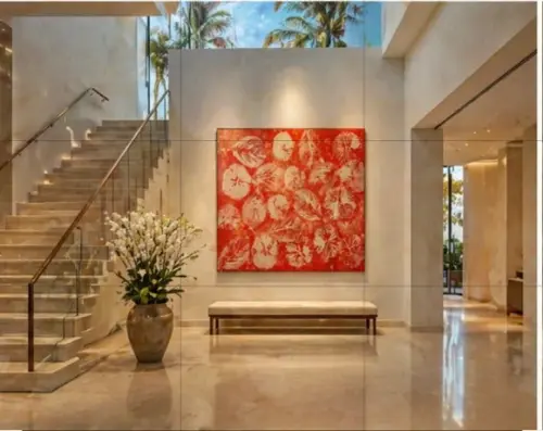 Quadro Decorativo Abstrato Moderno Folhas Presente de Natal