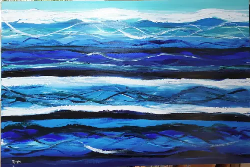 Quadro Decorativo Abstrato Moderno Oceano Presente de Natal