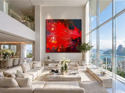 Quadro Decorativo Abstrato Moderno Red Presente de Natal