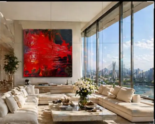 Quadro Decorativo Abstrato Moderno Red Presente de Natal