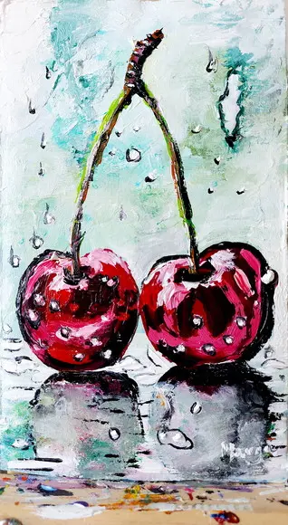 Quadro Decorativo Cerejas Frutas Natureza Presente de Natal