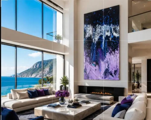 Quadro Decorativo Acrílico Derramado Lilás Presente de Natal