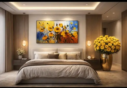 Quadro Decorativo Floral Abstrato Moderno Presente de Natal