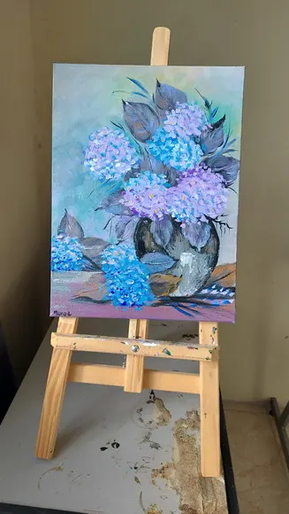 Quadro Decorativo Floral Hortênsias Lilás Presente de Natal