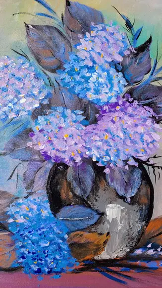 Quadro Decorativo Floral Hortênsias Lilás Presente de Natal