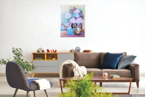 Quadro Decorativo Floral Hortênsias Lilás Presente de Natal