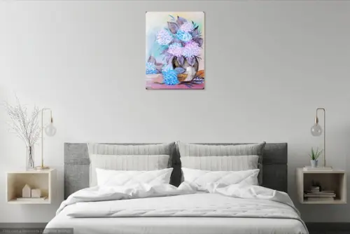 Quadro Decorativo Floral Hortênsias Lilás Presente de Natal