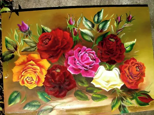 Quadro Decorativo Floral Rosas Coloridas Presente de Natal