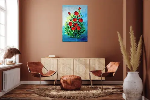 Quadro Decorativo Floral Rosas Vermelhas Presente de Natal