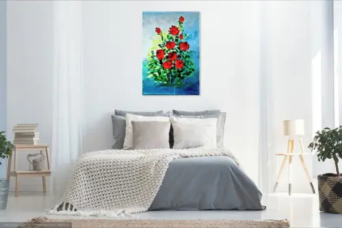 Quadro Decorativo Floral Rosas Vermelhas Presente de Natal