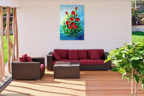 Quadro Decorativo Floral Rosas Vermelhas Presente de Natal