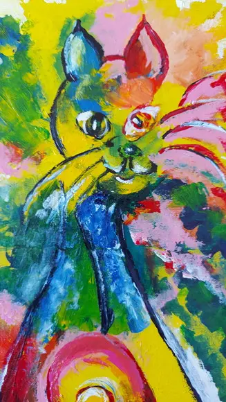 Quadro Decorativo Gato Abstrato Amo Animal Presente de Natal