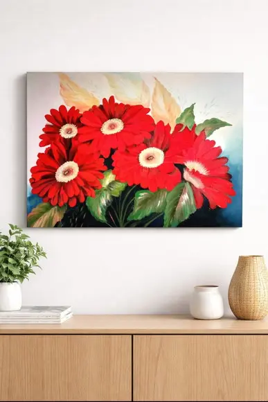 Quadro Decorativo Gérberas Vermelhas Presente de Natal