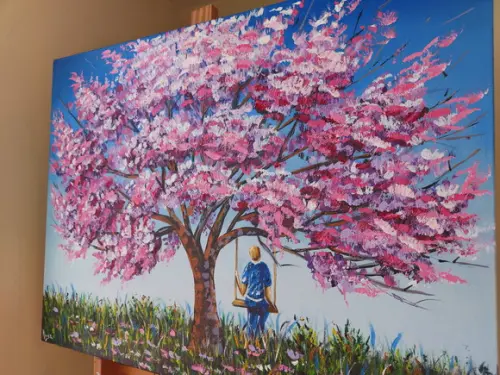 Quadro Decorativo Paisagem Balanço Árvore Presente de Natal