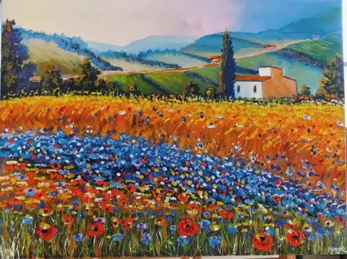 Quadro Decorativo Paisagem Campo de Arroz Presente de Natal