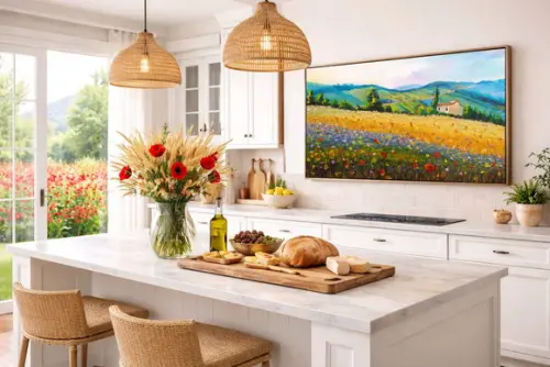 Quadro Decorativo Paisagem Campo de Arroz Presente de Natal