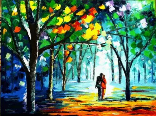 Quadro Decorativo Paisagem Casal no Parque Presente de Natal