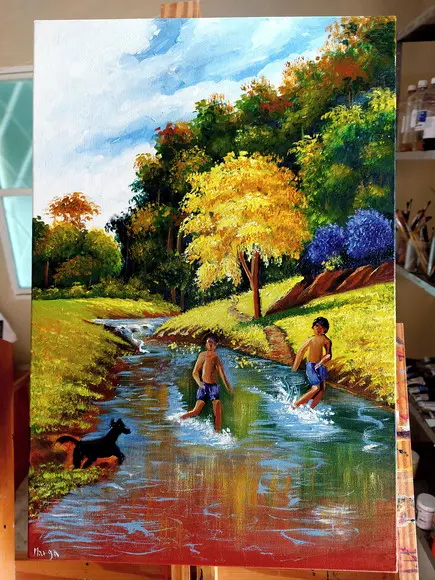 Quadro Decorativo Paisagem Meninos do Rio Presente de Natal