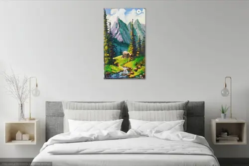 Quadro Decorativo Paisagem Montanha Riacho Presente de Natal