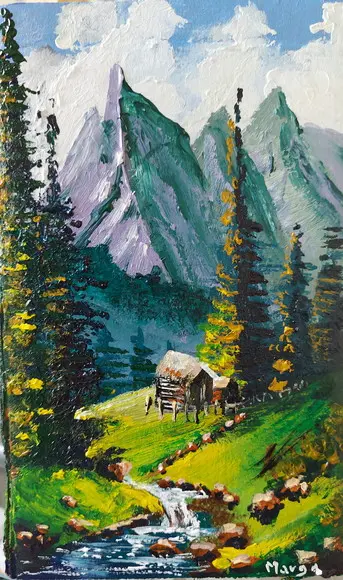 Quadro Decorativo Paisagem Montanha Riacho Presente de Natal