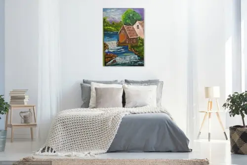 Quadro Decorativo Paisagem Rio Cascatinha Presente de Natal